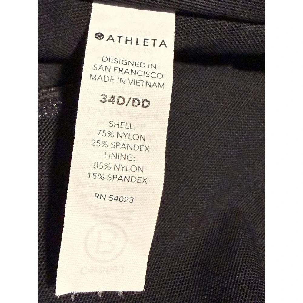 Athleta Black Twist Front Underwire Tankini Swim Top 34D/DD Adjustable Straps M